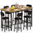 Dining Table Set For 6, 7-Piece Bar Table Set, 50" Industrial Counter Height High Top Table With 6 PU Upholstered Stools, Space-Saving Pub Table Sets For Small Space Bar, Kitchen, Restaurant-338230349-338230351