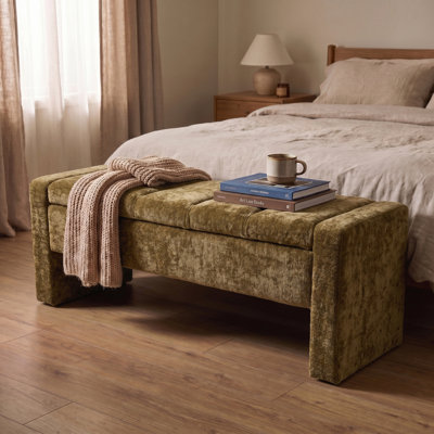 53.9"W Upholstered Flip Top Storage Bench