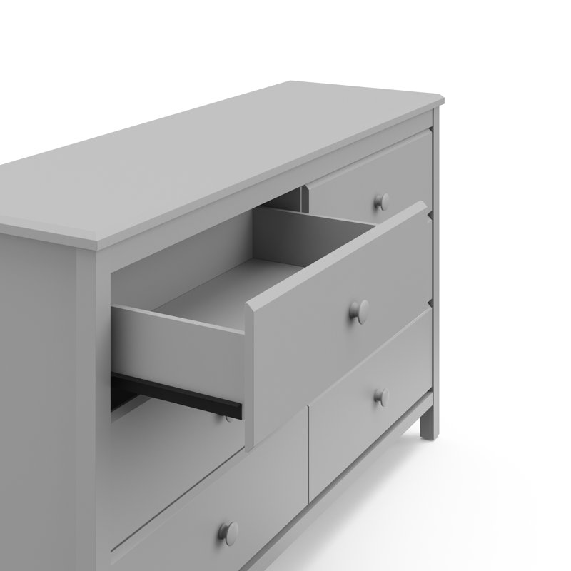 Alpine 6 Drawer Double Dresser, Pebble Gray