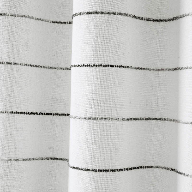 Gray Ombre Stripe Cotton Polyester Light-Filtering Curtains