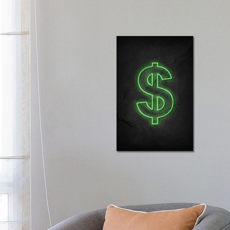 Dollar Neon by Durro Art - Print, Wrapped Canvas, 66.04 cm H x 45.72 cm W x 3.175 cm D