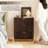 Curved Night Stand With Charging Station Lighting, Wood End Table With 3 Drawers-121544778-120391565