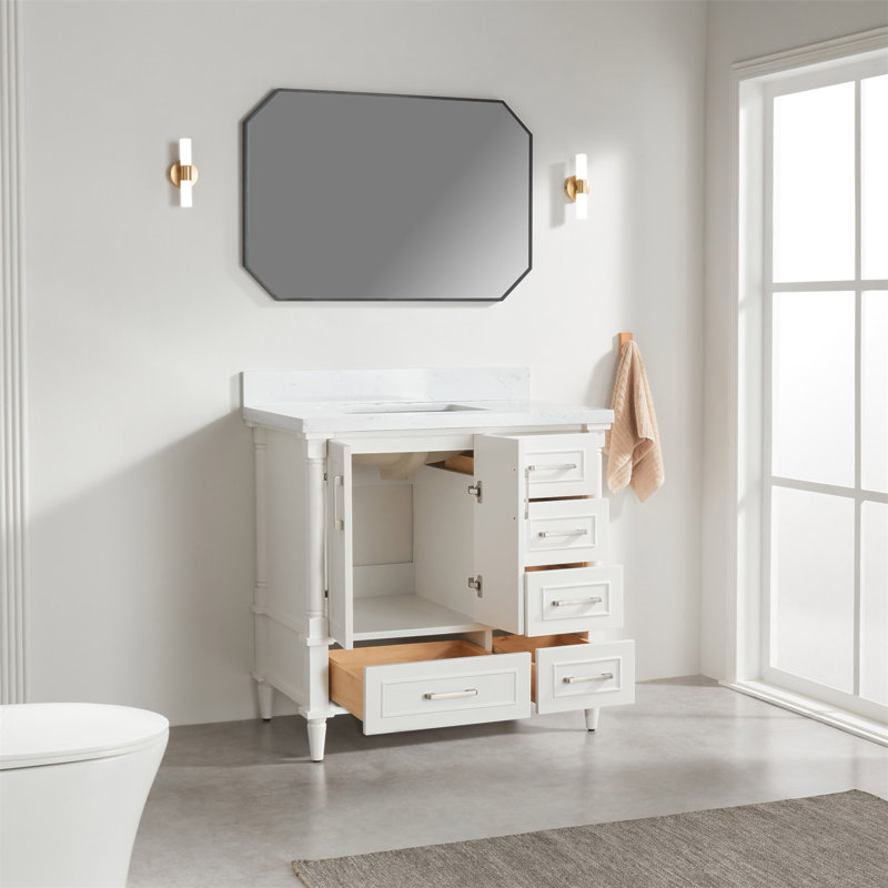 Ensemble de meuble-lavabo simple autoportant 36 po avec 2 poignées entièrement assemblé