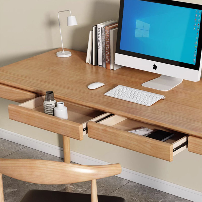Bureau rectangulaire brun en bois massif, H 29,53 po x l 55,12 po x P 23,62 po