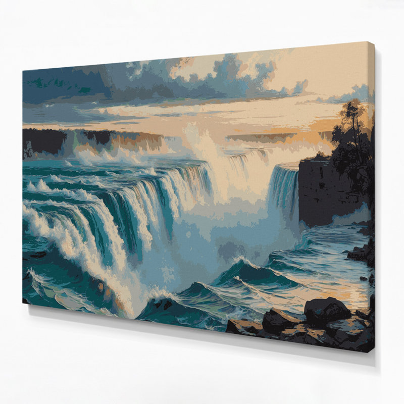 Cities Niagara Falls Gray Canvas Wall Art, 24" H x 36" W