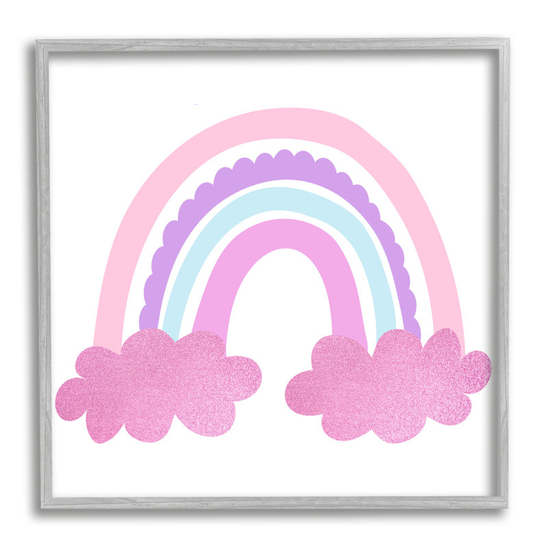 Ba-896, impression arc-en-ciel rose et nuages encadrée sur bois par Kim Allen, H 24 po x l 24 po x P 1,5 po