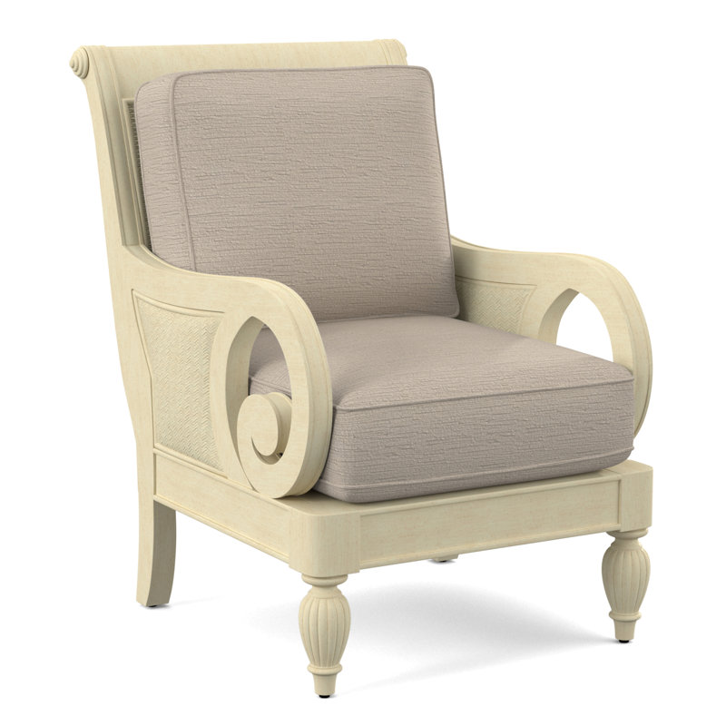 Grand View 71.12Cm Wide Armchair, Bisque Finish, White Performance Fabric; 0851-94