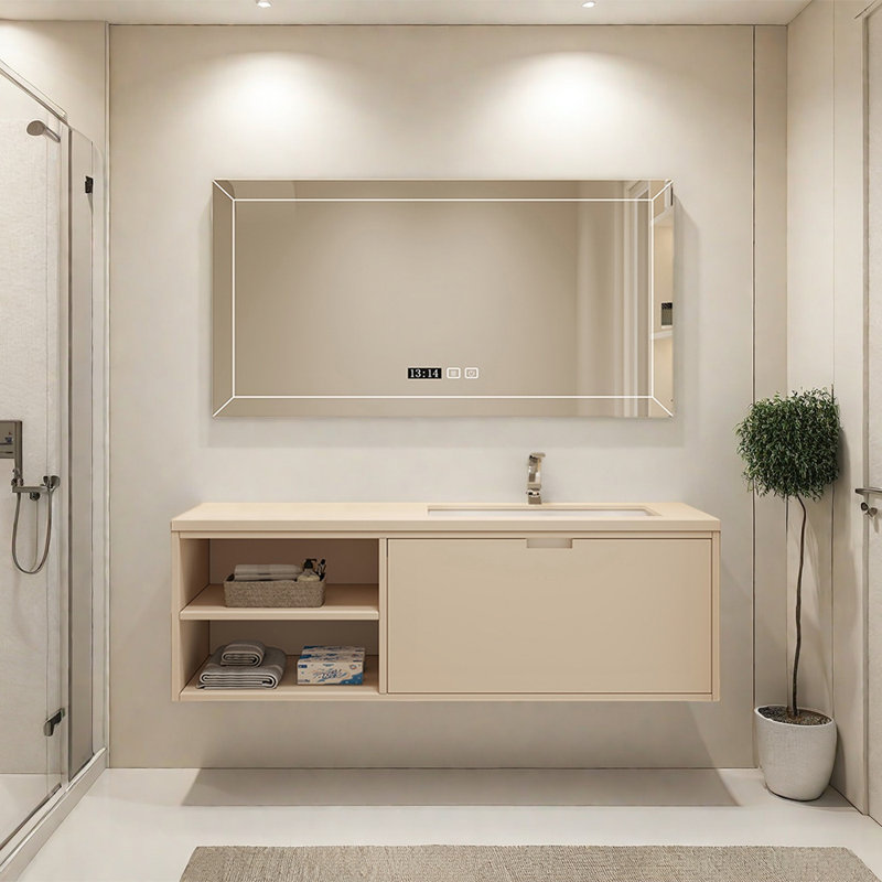 Armoire de salle de bain simple et moderne, Beige, 51"