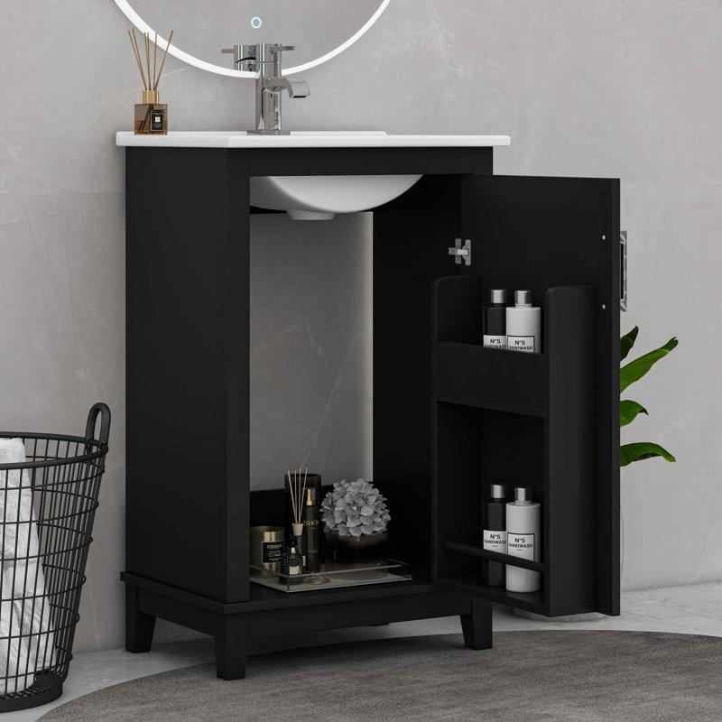 Petit meuble-lavabo moderne de 20 pouces avec lavabo en céramique