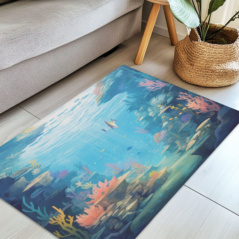 Tapis tressé Underwater Fantasy Vibes, Rectangulaire 3 pi x 5 pi