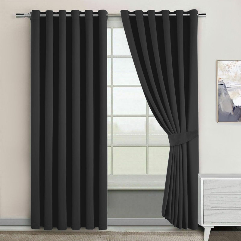 Bernards Blackout Door Curtain, Single Panel 168cm Width x 213cm Drop, Dark Grey