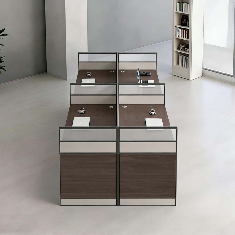 Rectangle 4 Person Cubicle Desk,Benching Workstation with Cable