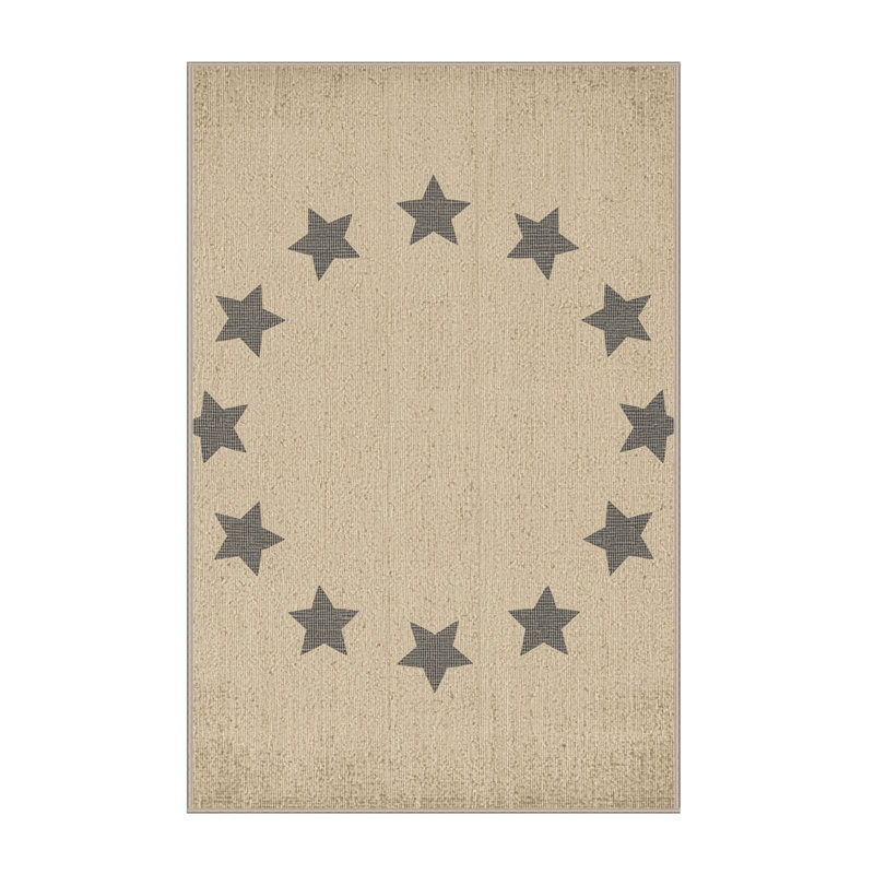 Tapis beige moderne et contemporain lavable à la machine à motif abstrait Ahart du 4 juillet - reliure beige, 4 x 2
