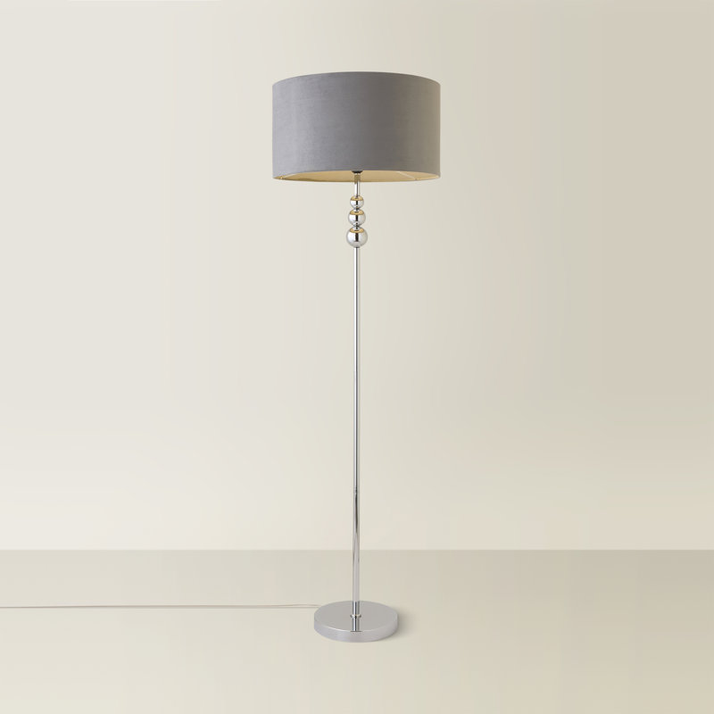 Randalia 145cm Traditional Floor Lamp, Gray, Chrome