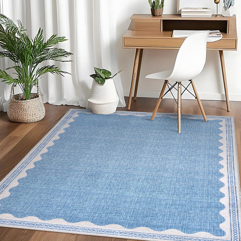 Tapis moderne à bordure moderne Tapis festonné contemporain Tapis lavable Tapis antidérapant Tapis décoratif minimaliste pour la décoration intérieure