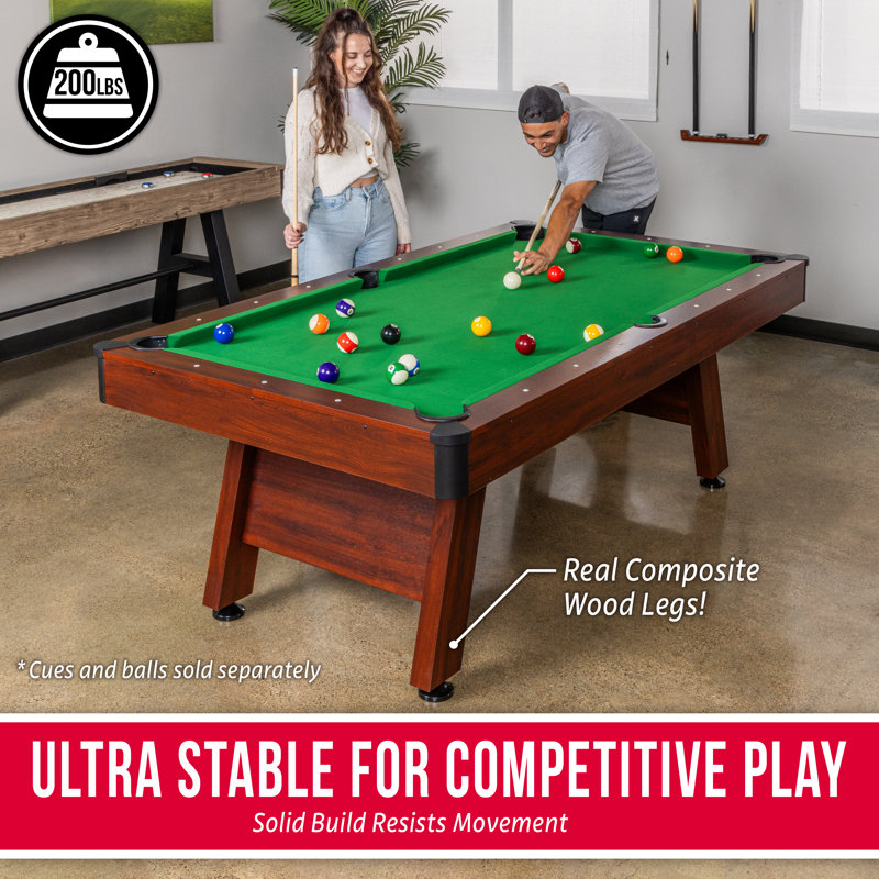 GoSports 7 ft Pool Table with Wood Finish - Billiards Game Room Table ...