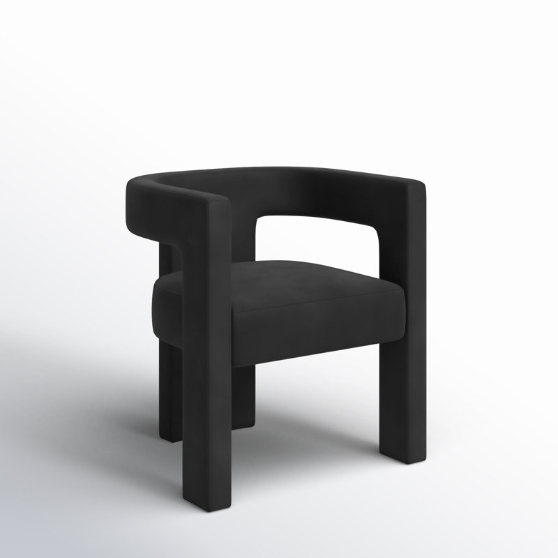 Yaleni Velvet Barrel Chair, Black Velvet