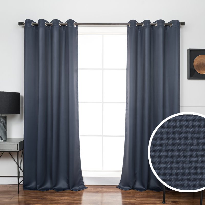 Jhonathon Basketweave Printed Room Darkening Curtain Pair, 52'' W x 84'' L, Dark Gray