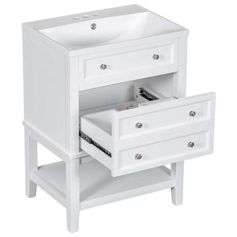 Meuble-lavabo simple 24 po avec lavabo blanc