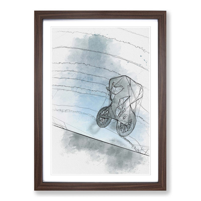 BMX Jump in Abstract - Picture Frame Graphic Art Print, 36cm H x 27cm W x 2cm D, Walnut Framed