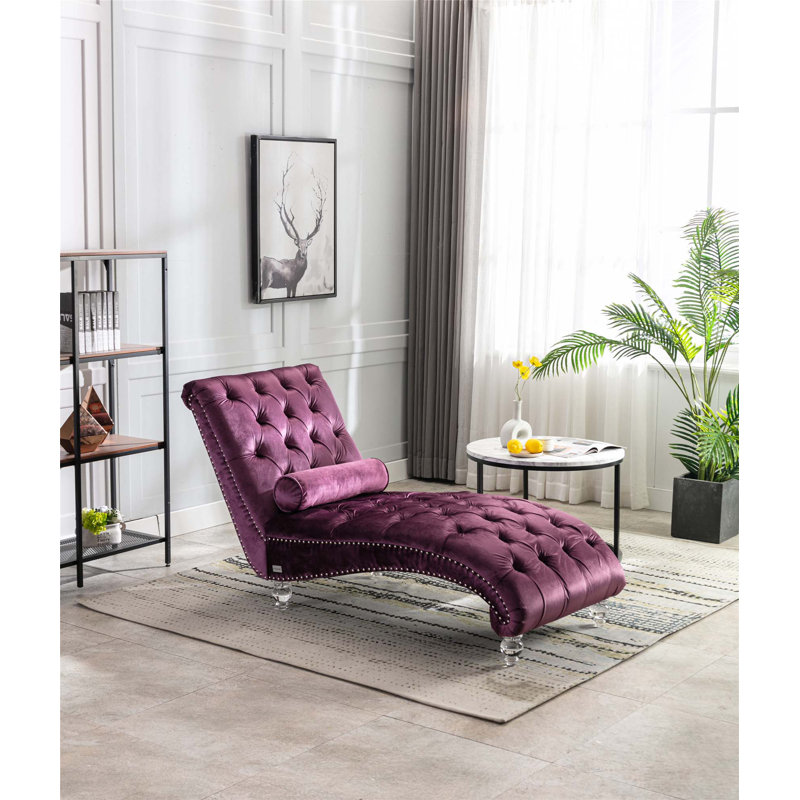 Chaise longue rembourrée Daria, Velours mauve