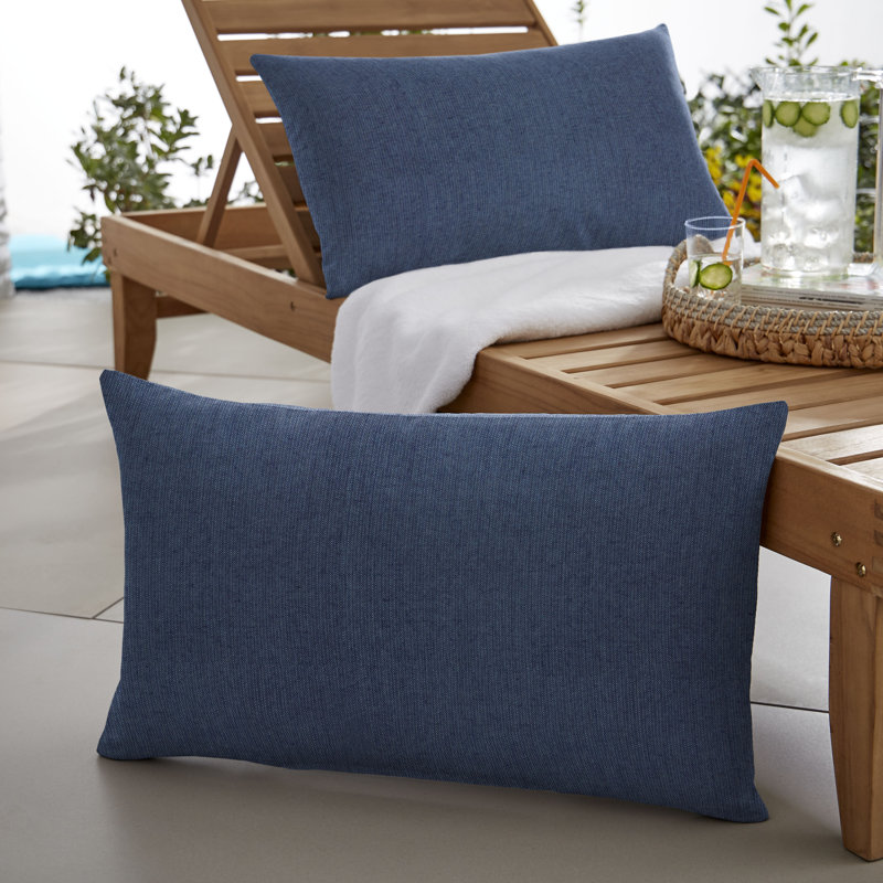 Outdoor Sunbrella Lumbar Pillow, Blue KE, 16"H x 26"W