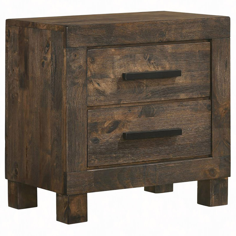 Table de chevet, table de chevet 2 tiroirs rustique