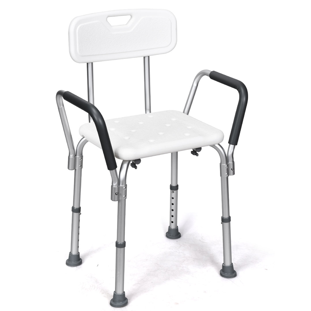 Bath Stool Shower Seat Bathing Chair Safety W/ Backrest Arm Adjustable Height