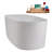 67" Streamline Soaking Matte White Stone Resin Freestanding Tub And Tray With Internal Drain In Polished Chrome