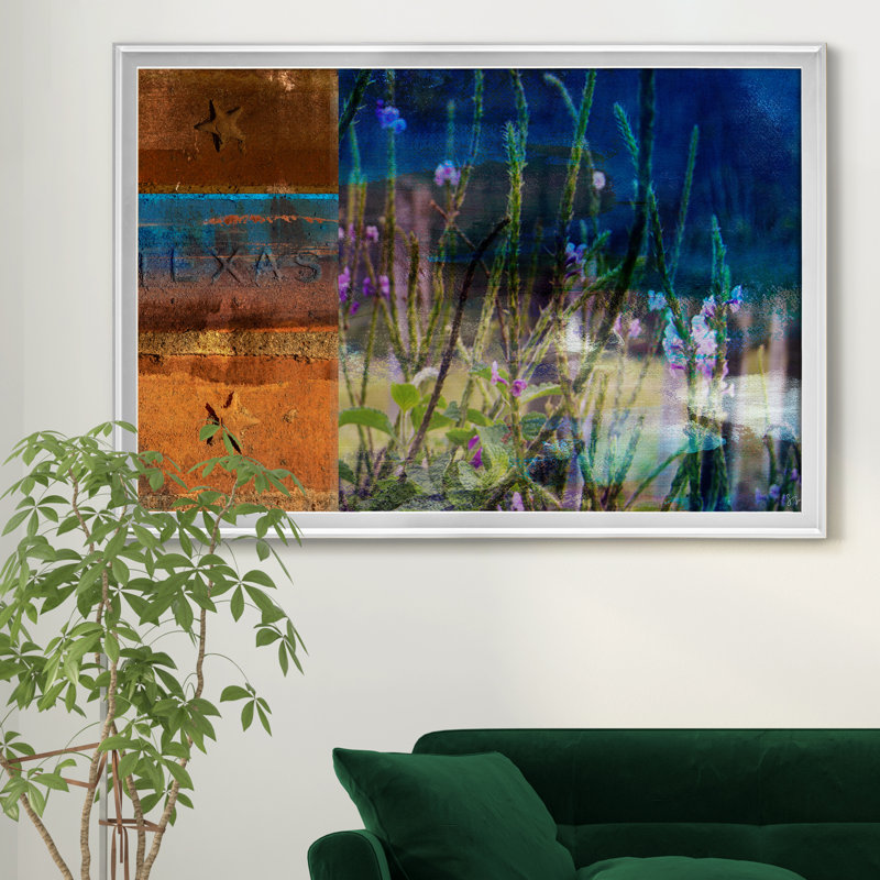 " Texas Wildflowers ", 26.5" H x 36.5" W x 1.5" D, Silver