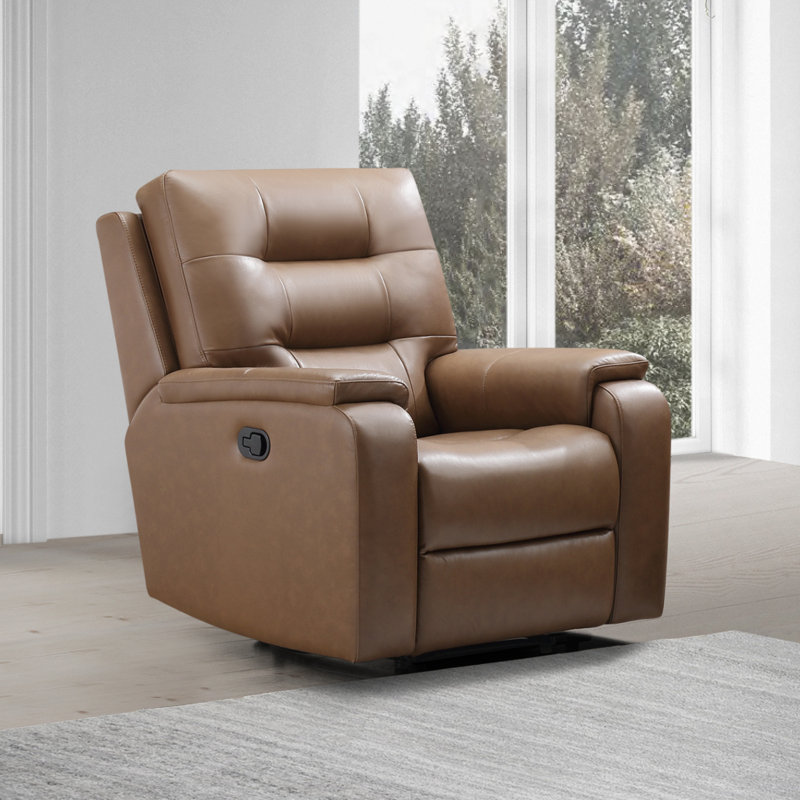 Ashliy Recliner, Camel Genuine Leather