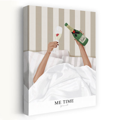 Champagne In Bed by ByKammille - Wrapped Canvas Print