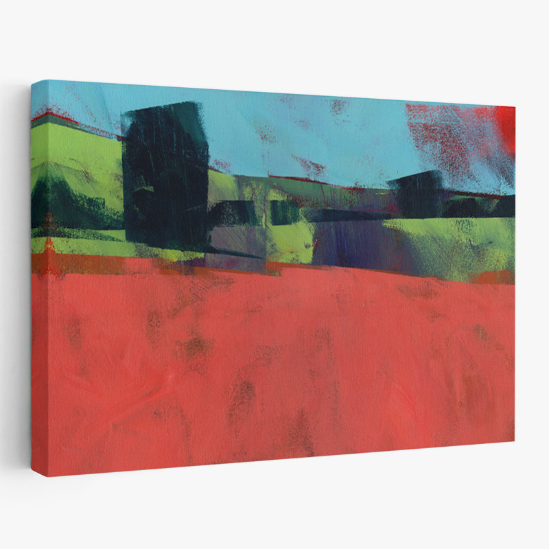 Herefordshire - art abstrait de paysages, H 16 po x l 24 po