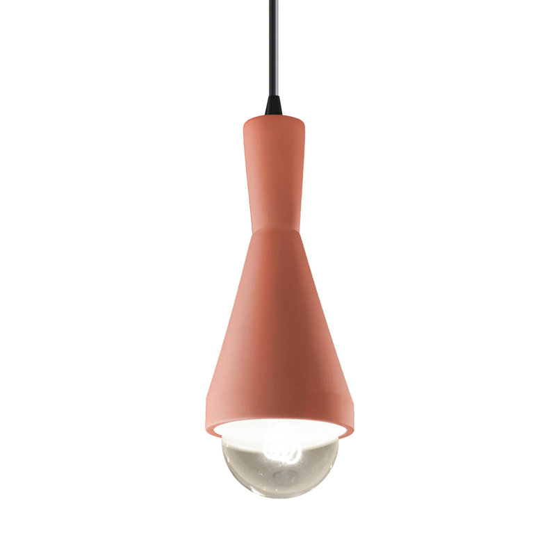 Luminaire suspendu conique à 1 lumière Breeona avec détails en métal, Noir mat, Rosé brillant