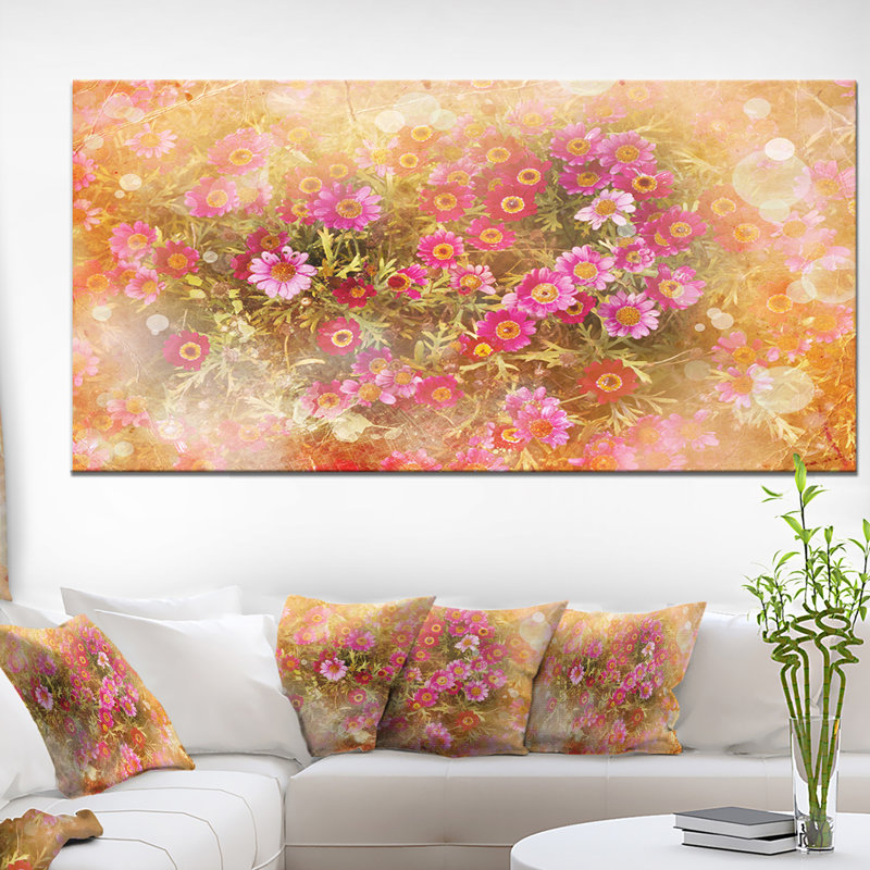 Printemps fond avec petites fleurs - reproduction de photo sur toile tendue, H 12 po x l 20 po