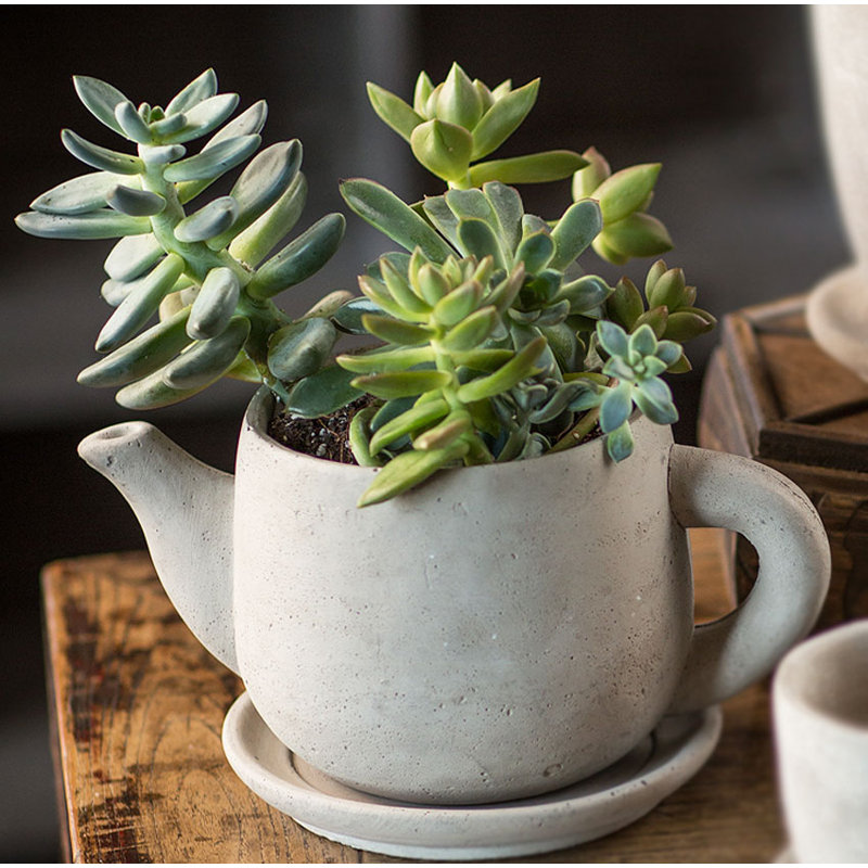 Cement Tea Planters Concrete Statue Planter