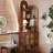 Solid Wood Boxwood Figured glass brown Corner Cabinet