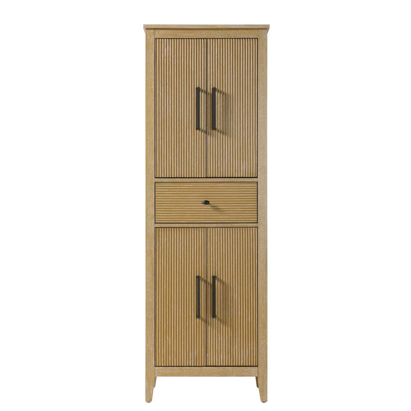 24 Inch Bath Storage Cabinet in Linen Oak, 72" H x 24" W x 18" D, Linen Oak