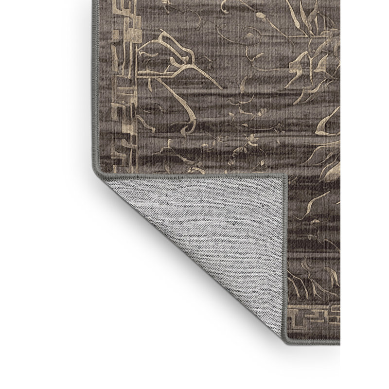 Machine Washable Gray Area Rug, Square 5'