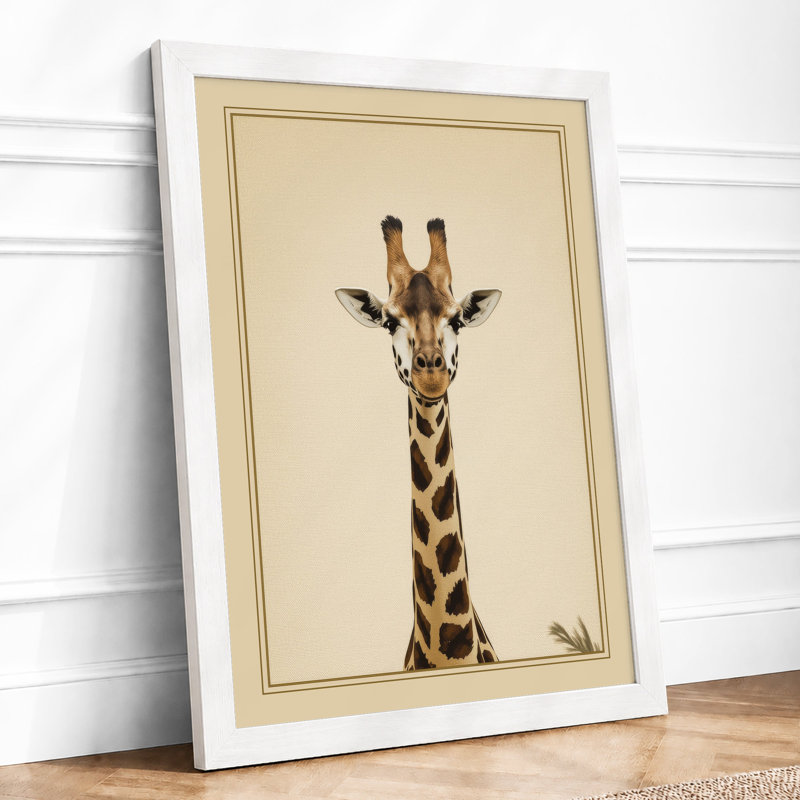 Giraffe Portrait Boho - Framed Print, A3 - 42.0 x 29.7 cm, White
