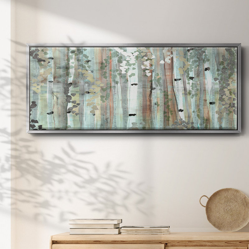 Spring Birch Meadow- Framed Canvas, 24" H x 60" W