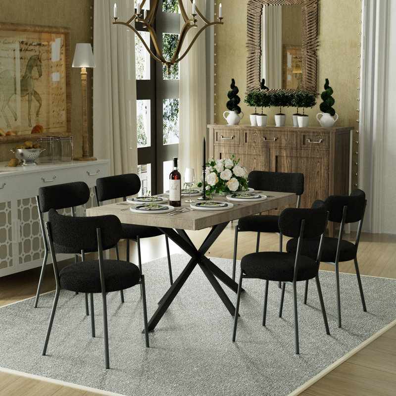 55.11" to 70.86" Extendable Rectangle Dining Table Set Wooden Table with 4 Dining Chairs, Black, 7