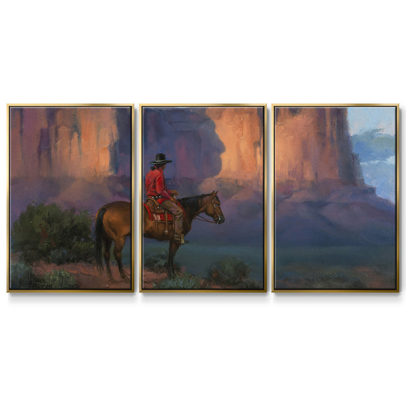 Navajo Shadows 3 pièces, H 24 po x l 48 po x P 2 po, Encadrement doré