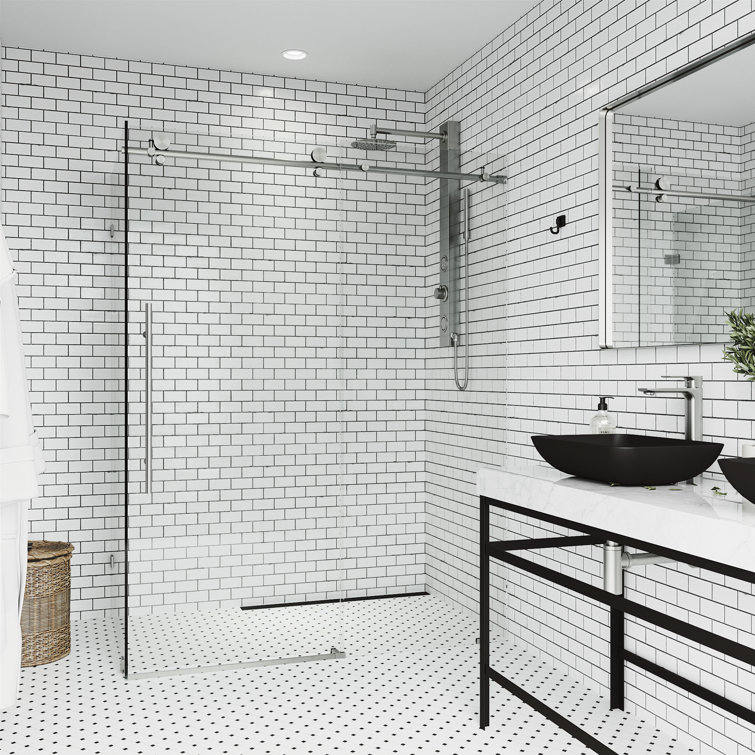 Elan E-class 46" W x 34" D x 76" H Sliding Frameless Shower Enclosure with 3/8" Clear Glass