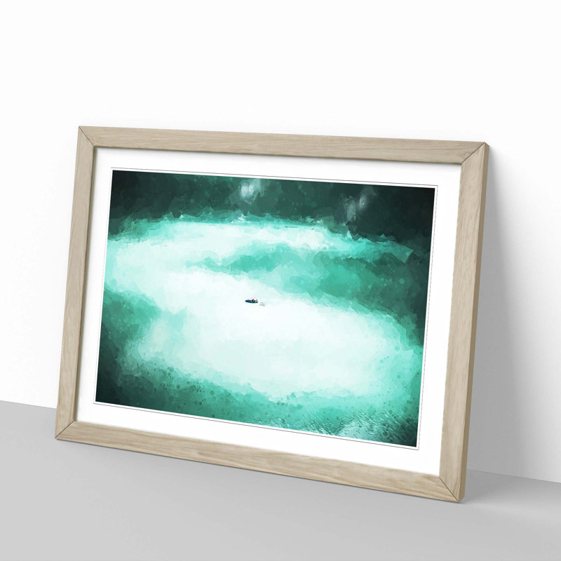 Rowing Boat in Switzerland in Abstract - Picture Frame Graphic Art Print, 60cm H x 91cm W x 2cm D, Oak