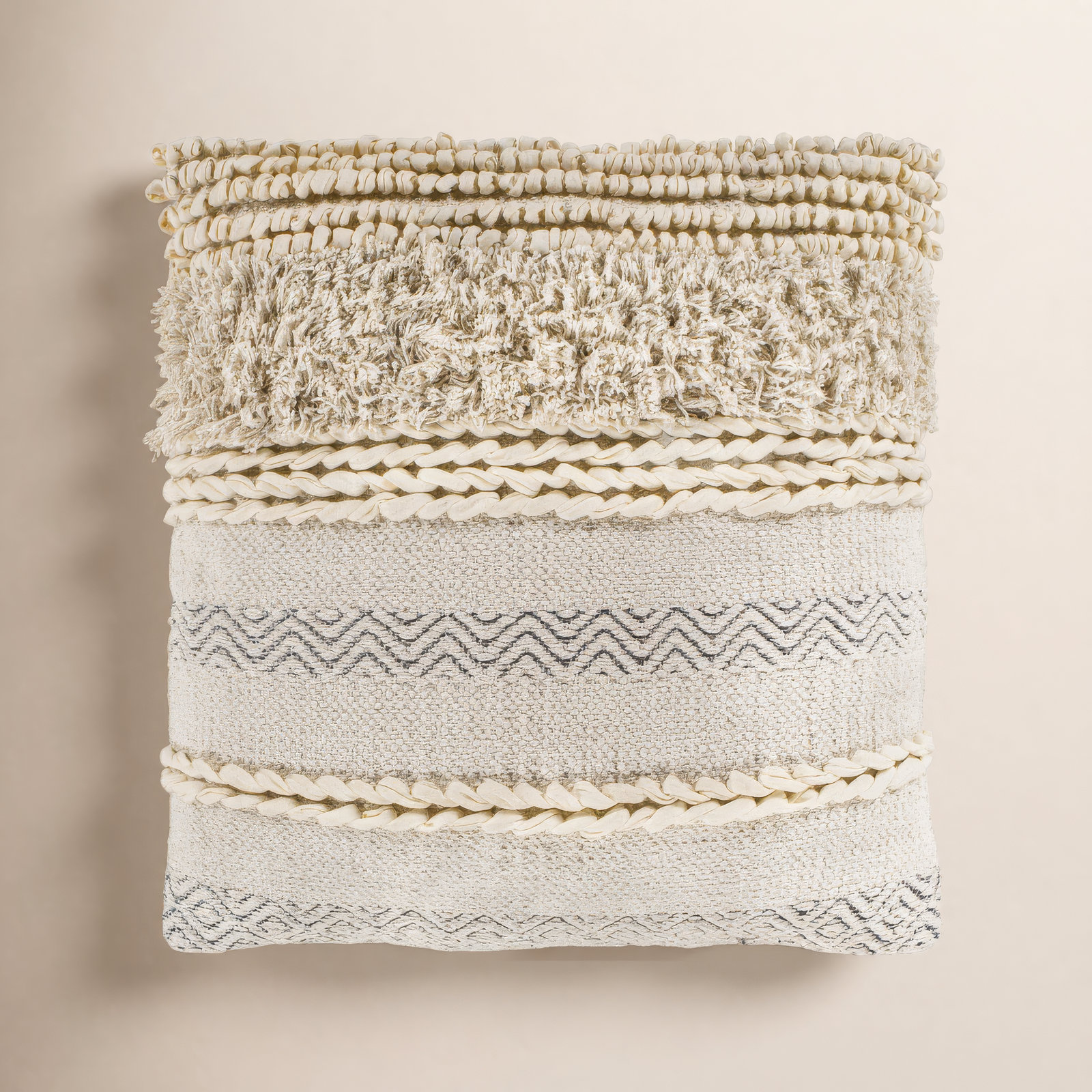 Venora Striped Cotton Throw Pillow, 22" x 22", Polyester/Polyfill