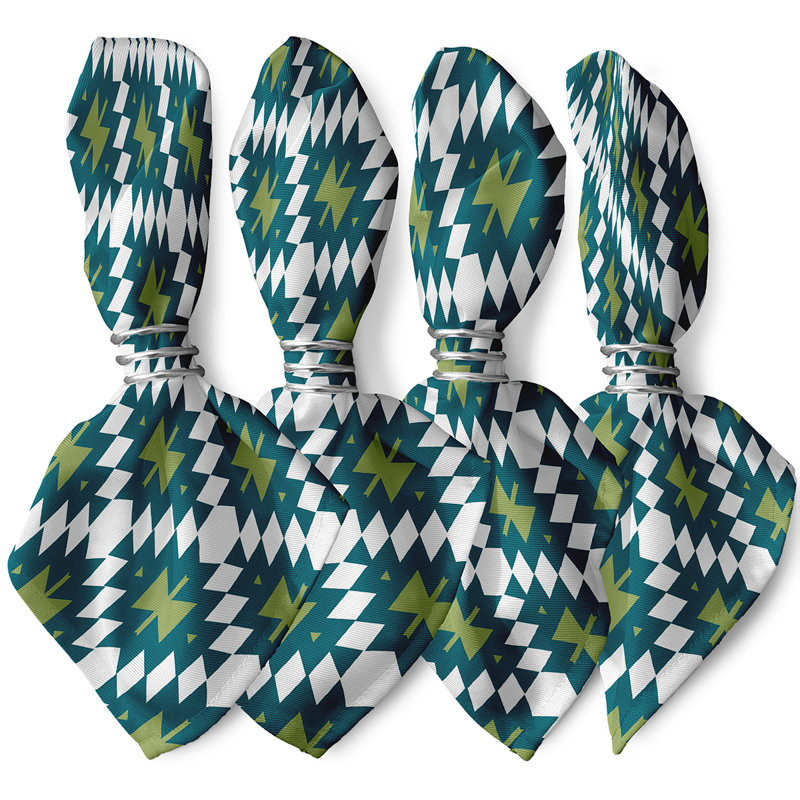 Wigington Polyester Geometric Square Napkin, Green