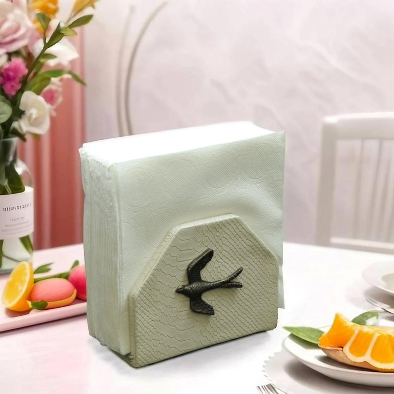 White Sparrow Snakeskin Napkin Holder