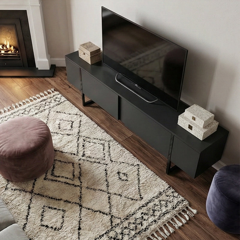 Crédence de rangement l 70 po Sholom, Noir anthracite