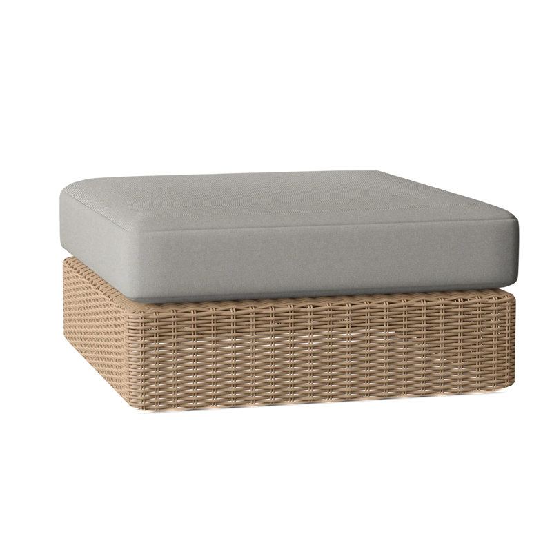 Westport Outdoor Teak Ottoman, Westport Willow, Navy Rain
